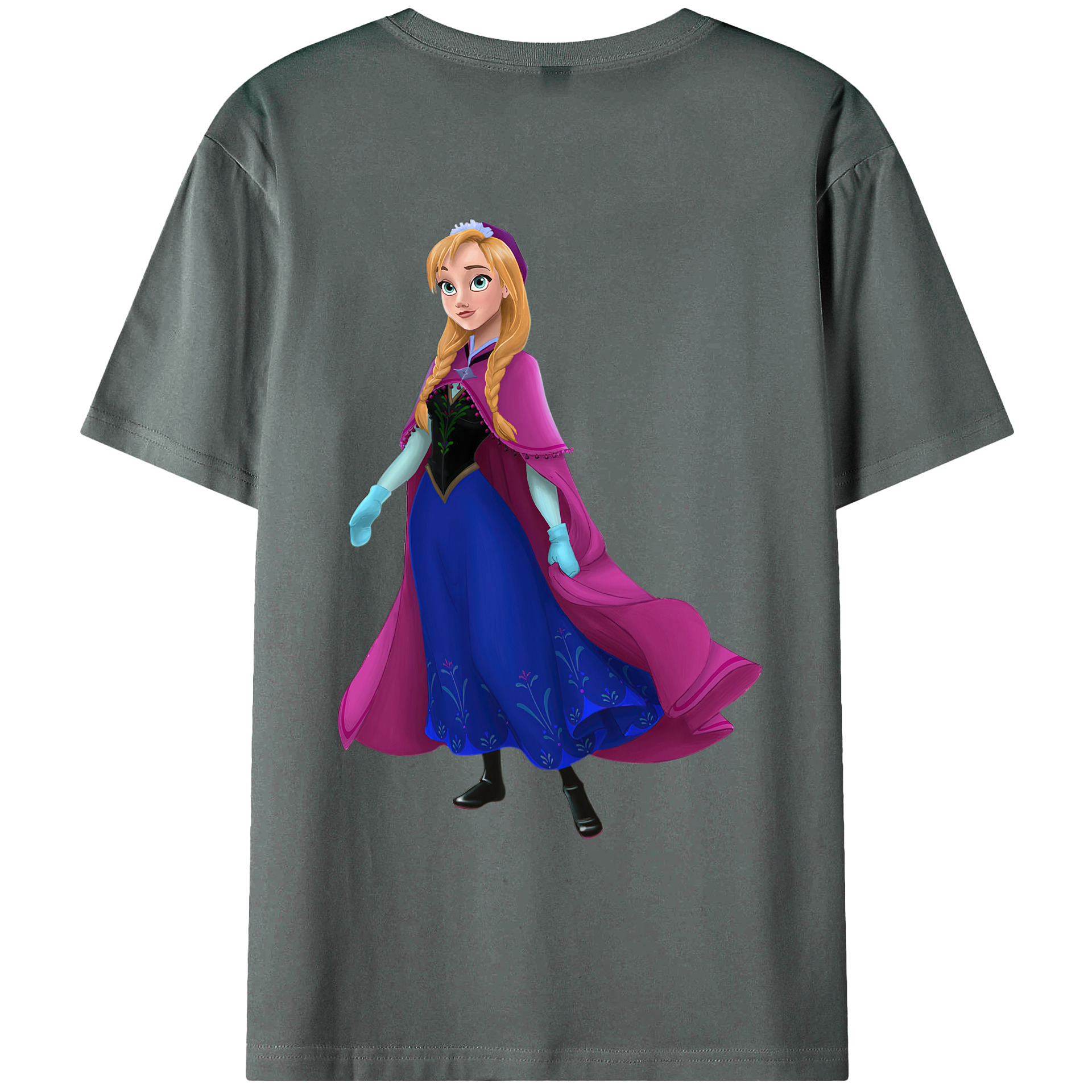 （画像用） アナと雪の女王 アンナ エルサ Frozen Anna Elsa 綿100％ メンズ半袖Tシャツ（バックプリント） 通気性